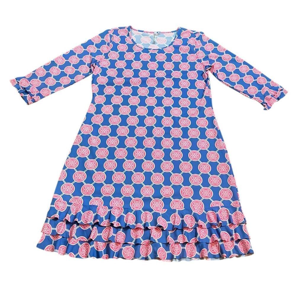 Lulu-B Pink and Blue Casual Dress with 3/4 Sleeves, Size S, NWT